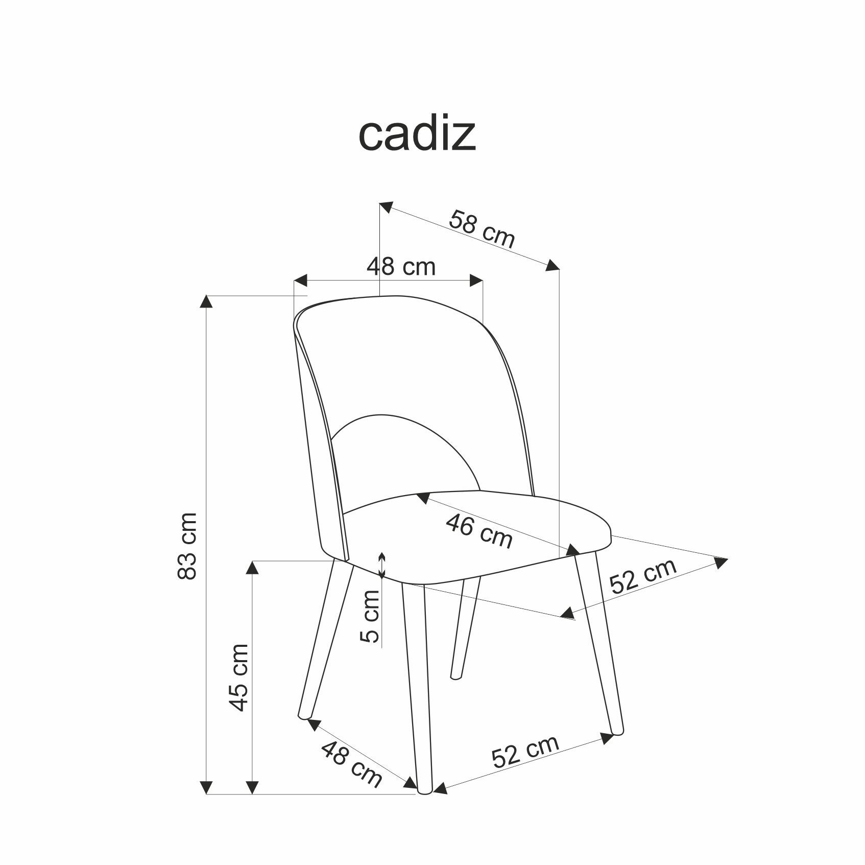 CADIZ krzesło dąb naturalny / popiel