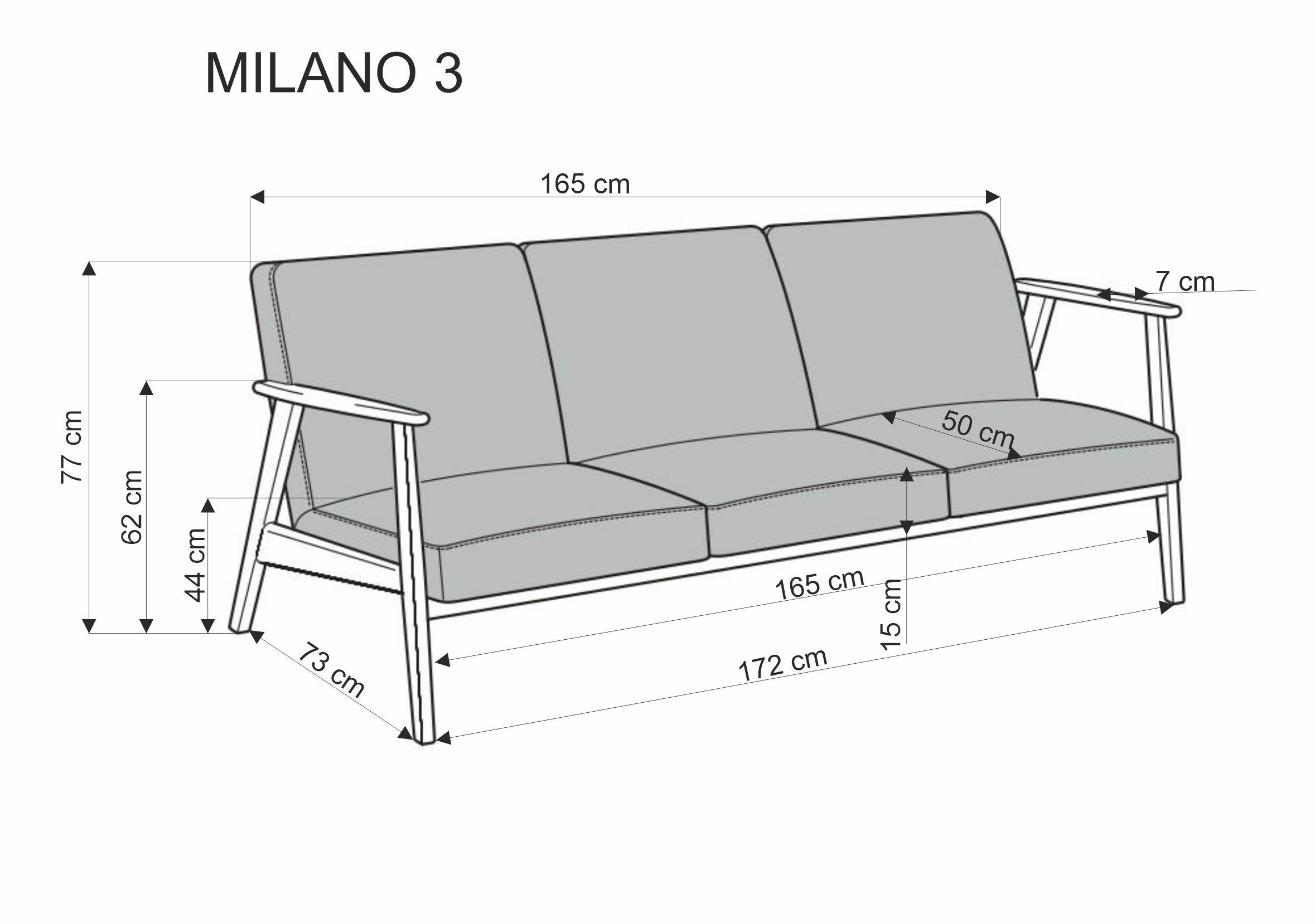 MILANO 3S sofa - beżowy tap. Castel 15