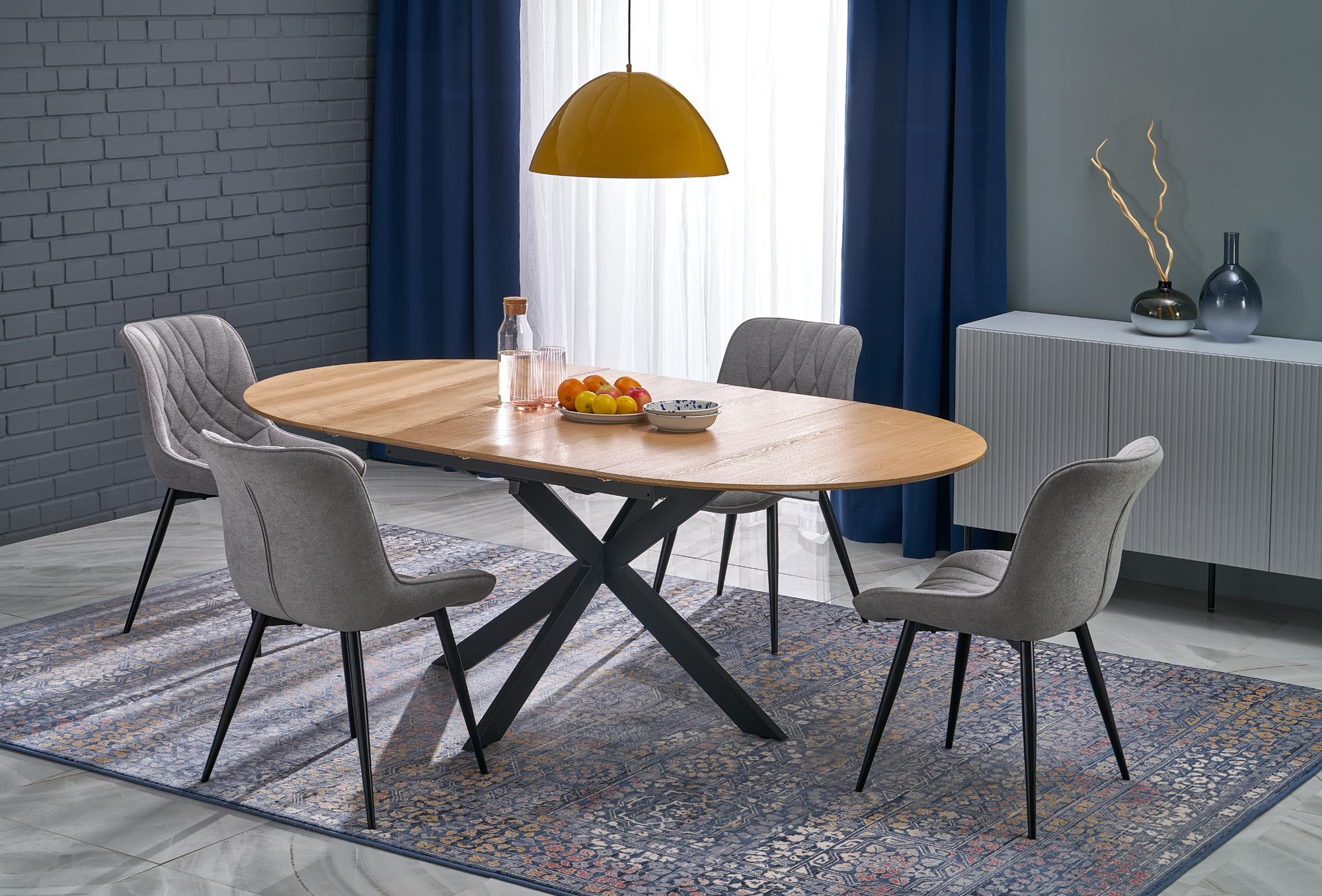 ACORD stół rozkładany 120-200/120/75 cm, naturalny / czarny