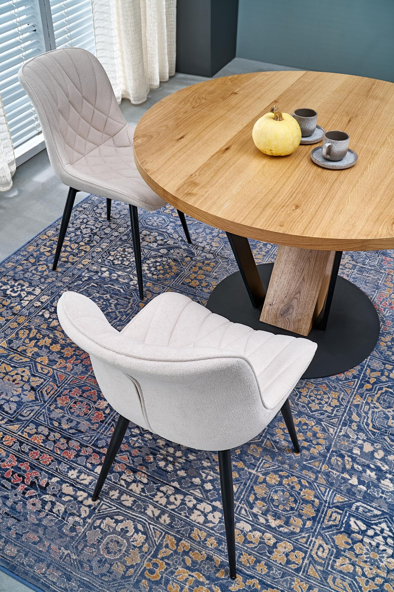 FANIS okrągły stół rozkładany 120-160/120/78 c, naturalny / czarny