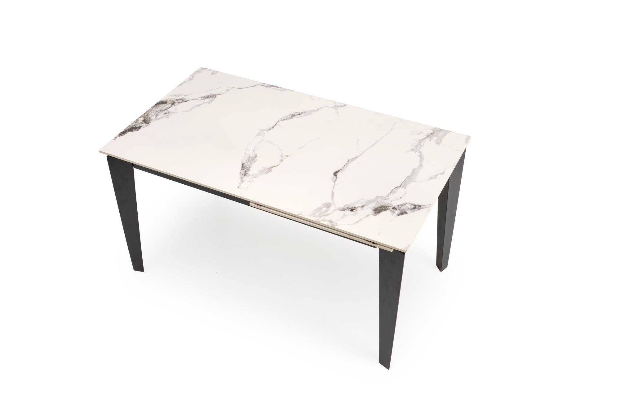 FELIX stół rozkładany 141-201/81/76, blat - biały marmur, nogi - czarny