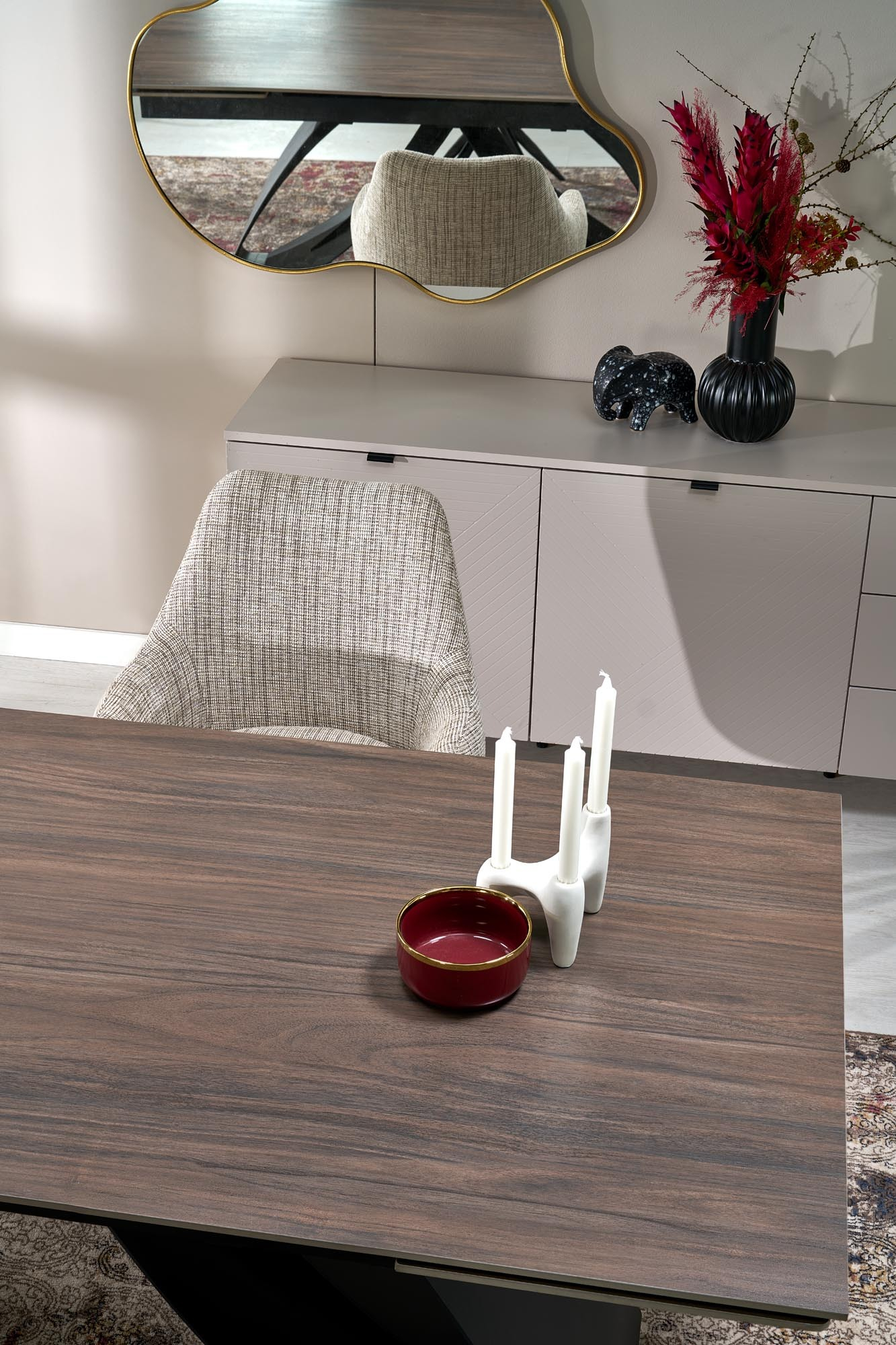 HILARIO stół rozkładany 180-260/90/75, blat - orzechowy, nogi - czarny