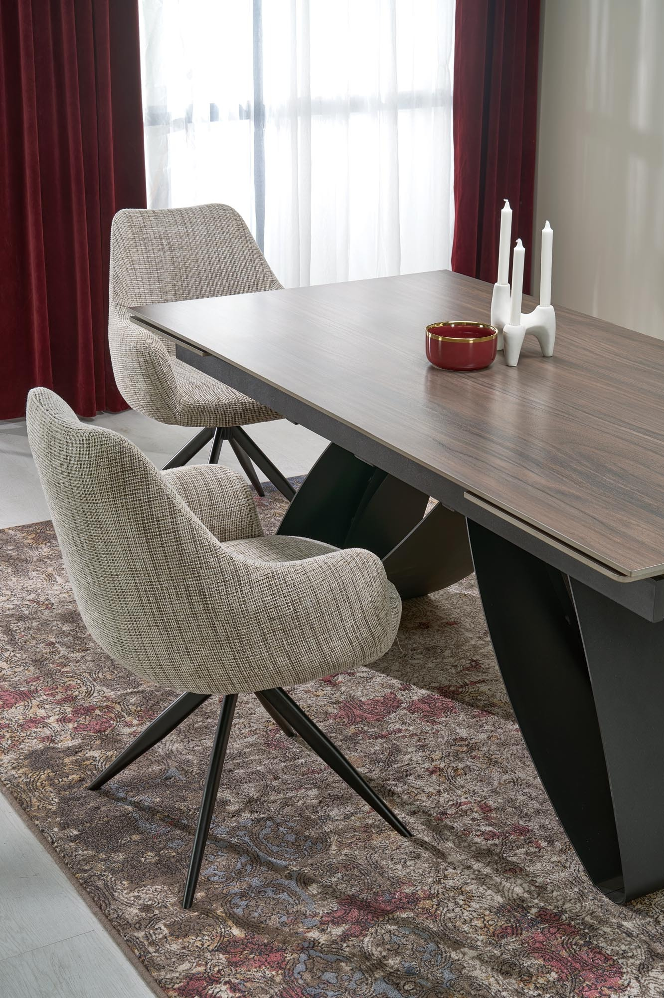 HILARIO stół rozkładany 180-260/90/75, blat - orzechowy, nogi - czarny