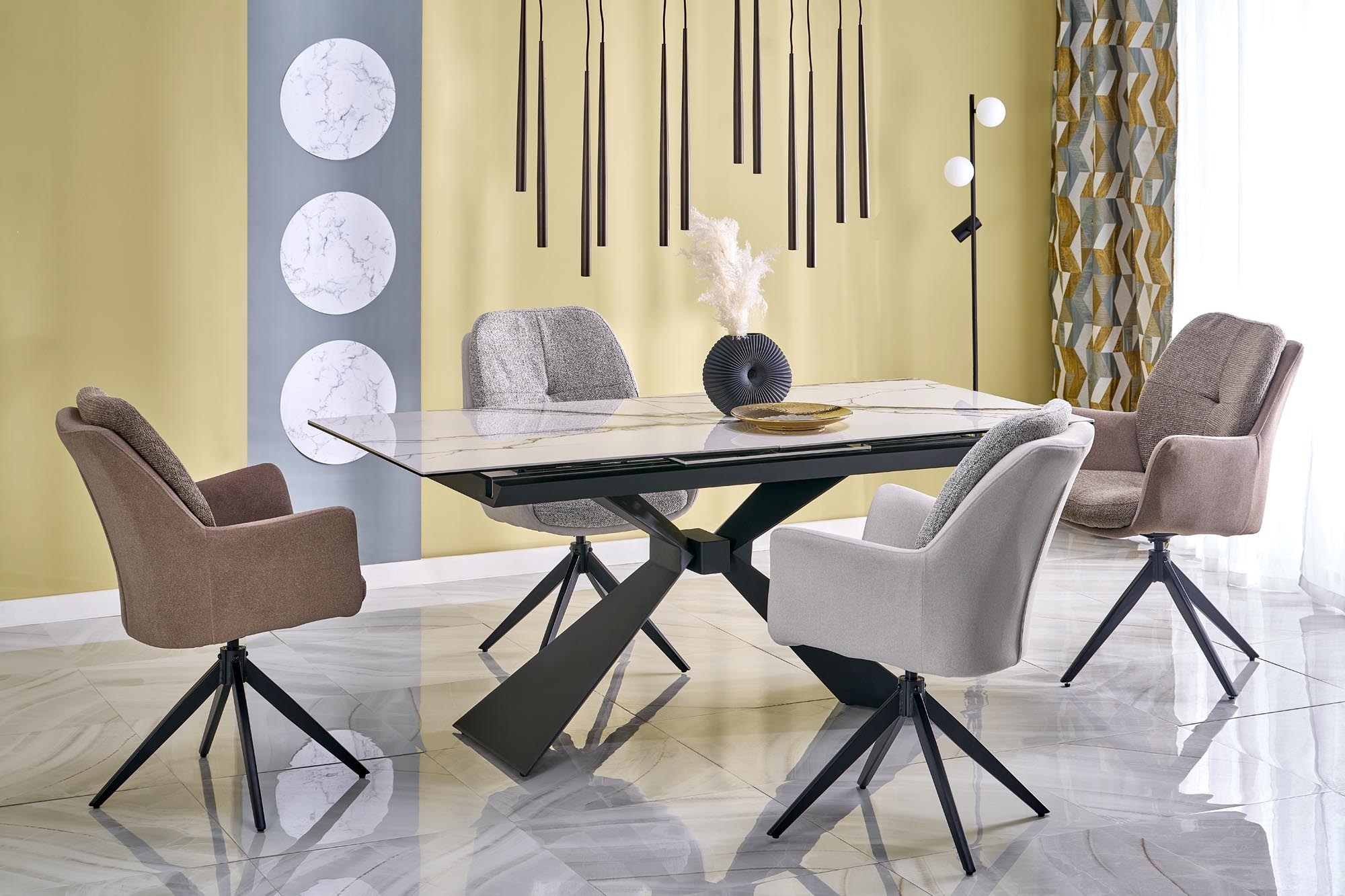 LUCIANO stół rozkładany 180-230/90/76, blat: biały marmur