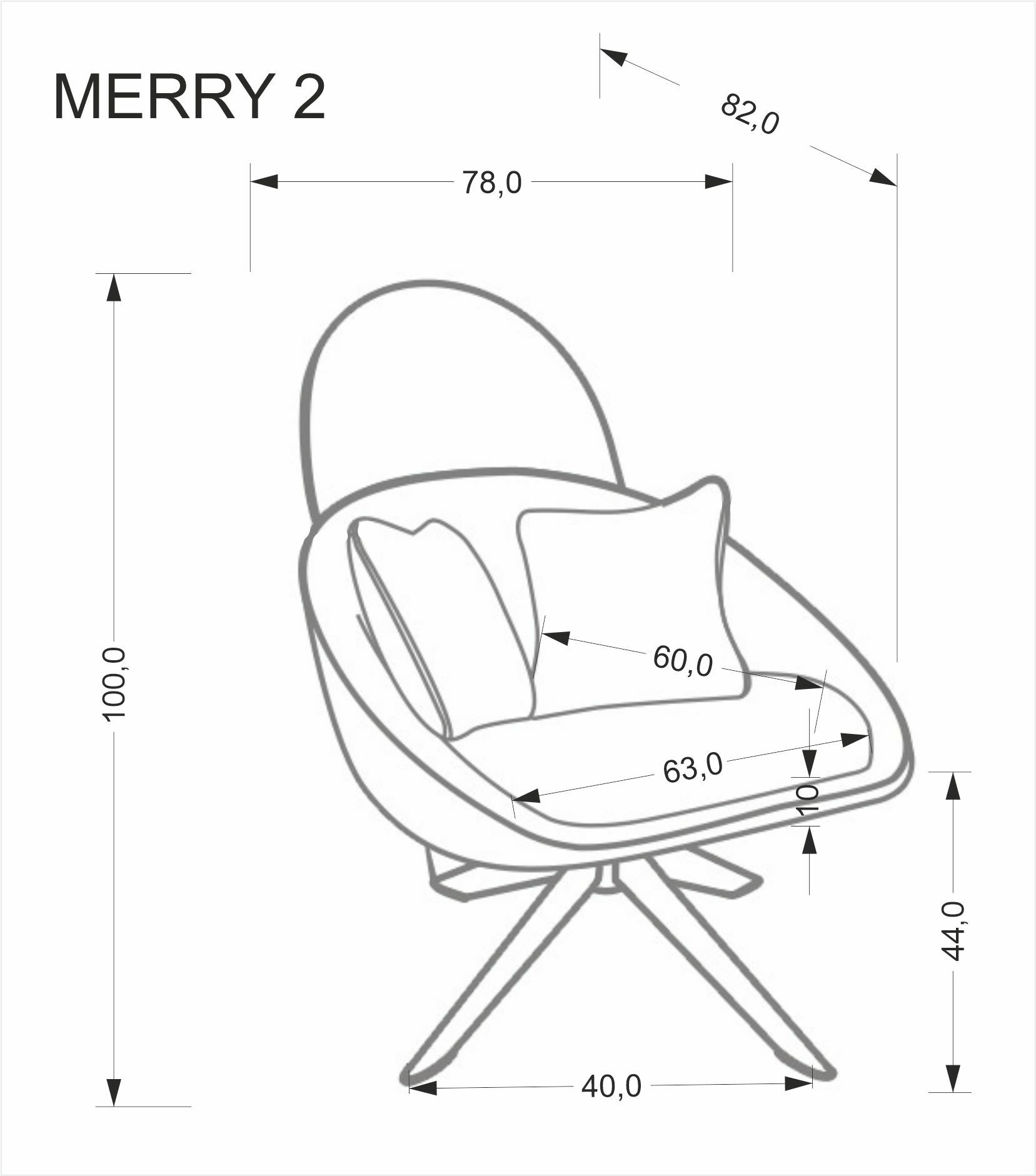 MERRY 2 fotel wypoczynkowy z funkcją obracania, cappuccino
