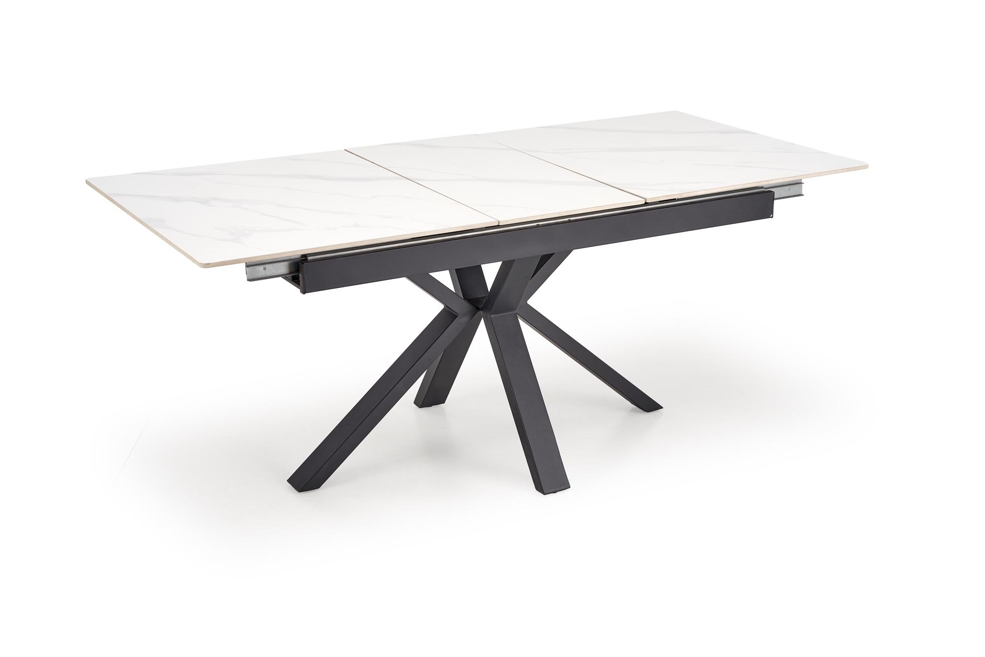 PLATAN stół rozkładany 140-180/85/76 cm, biały marmur / czarny