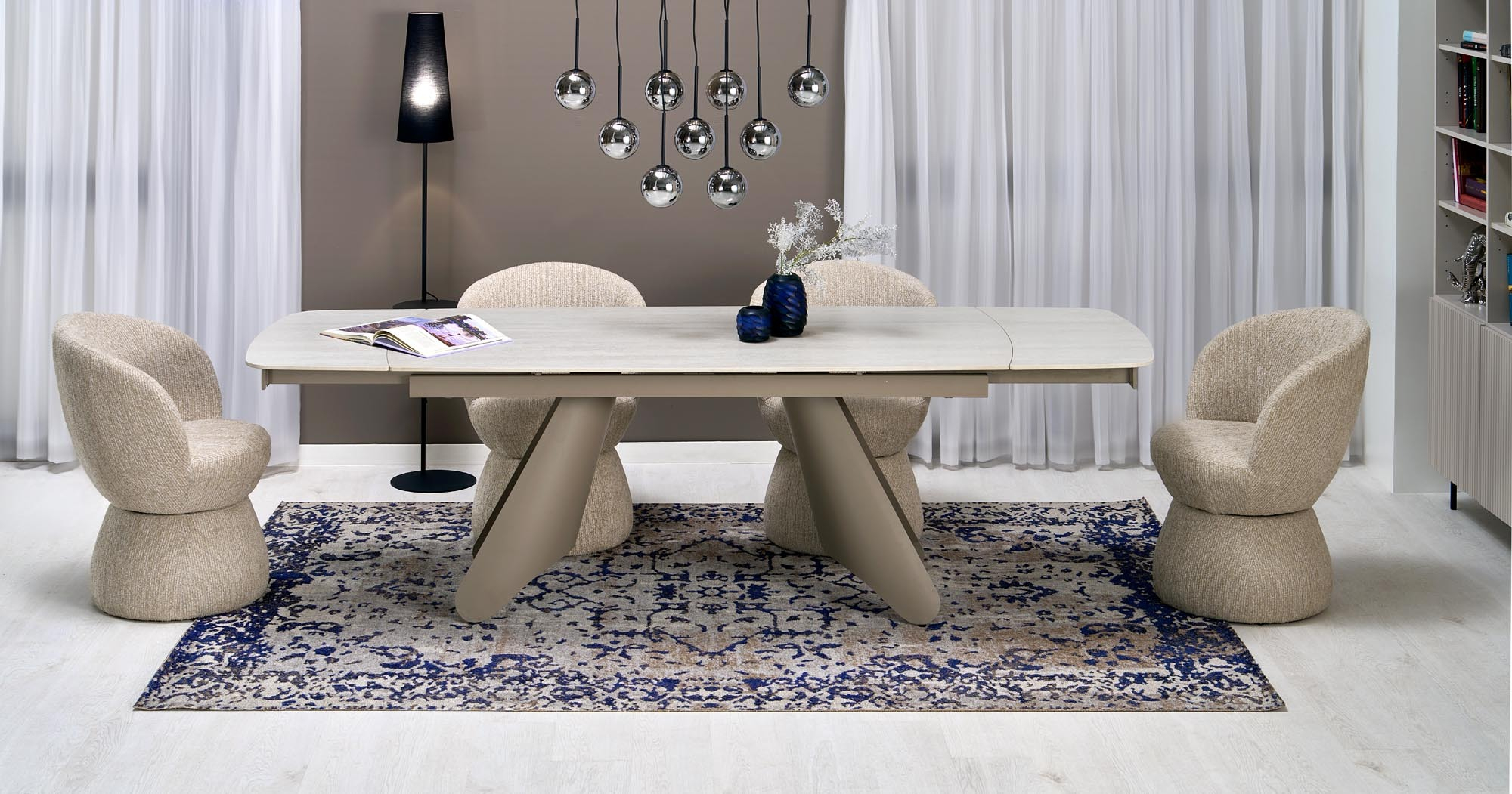 SALIX stół rozkładany 180-260/90/76 cm, trawertyn / kaszmir