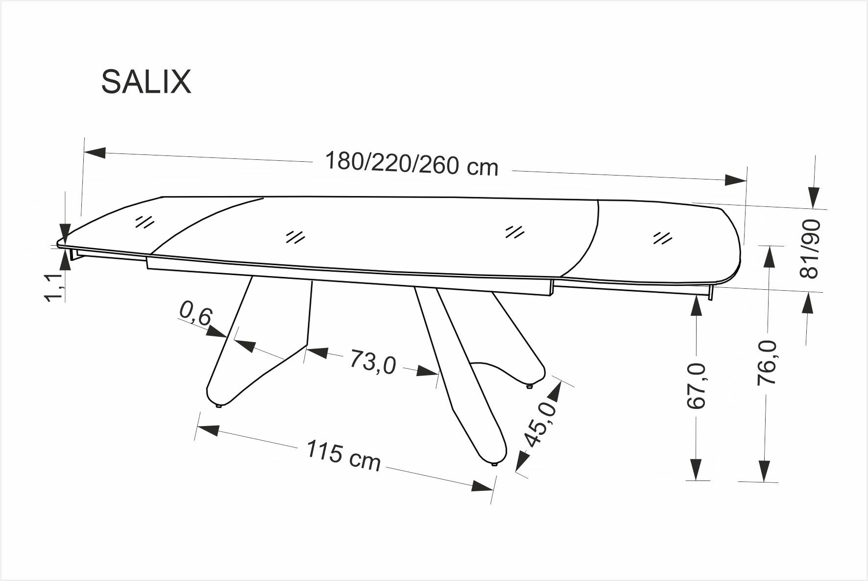 SALIX stół rozkładany 180-260/90/76 cm, trawertyn / kaszmir