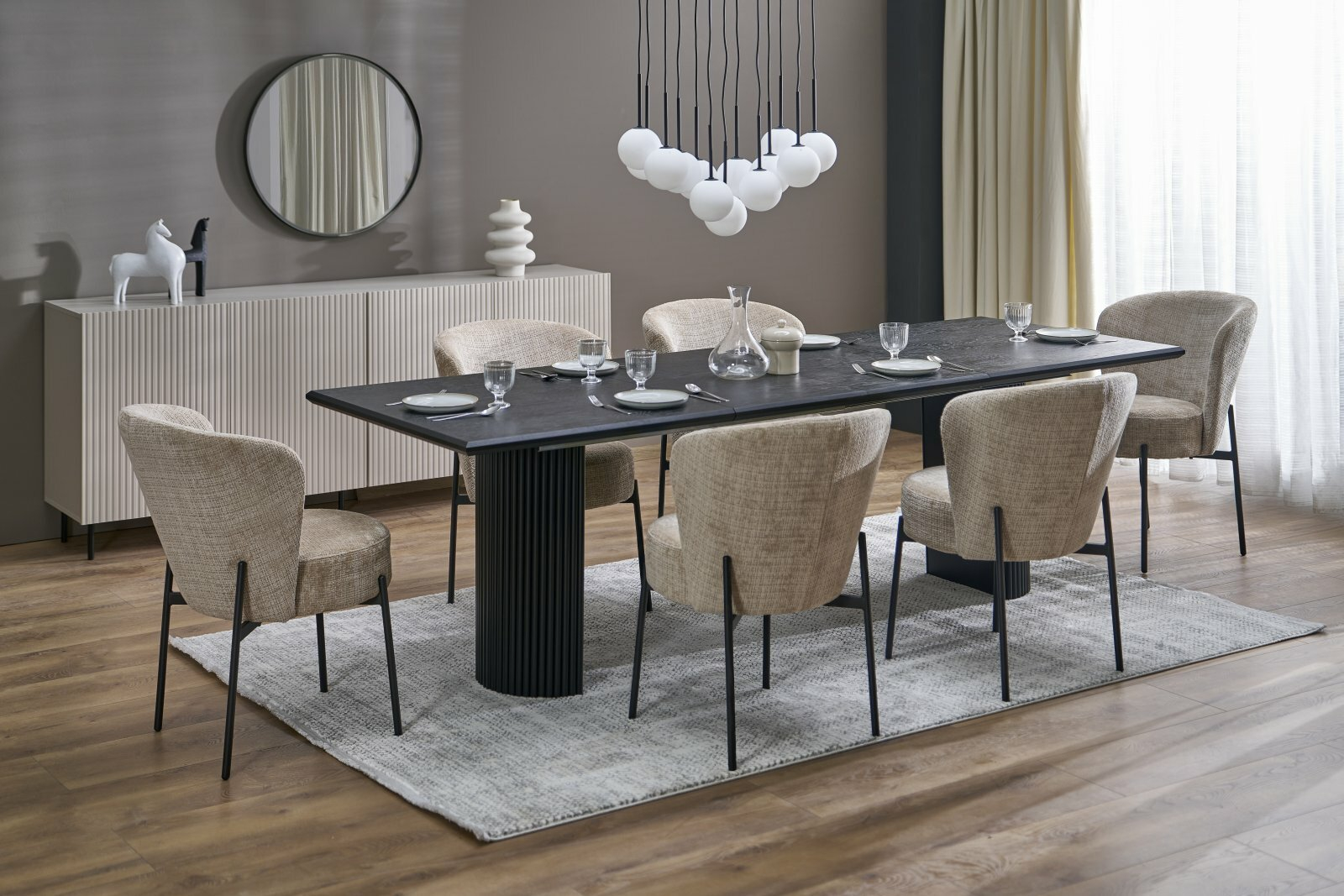 BOLERO stół rozkładany 160-250x90x78 cm dąb naturalny/czarny