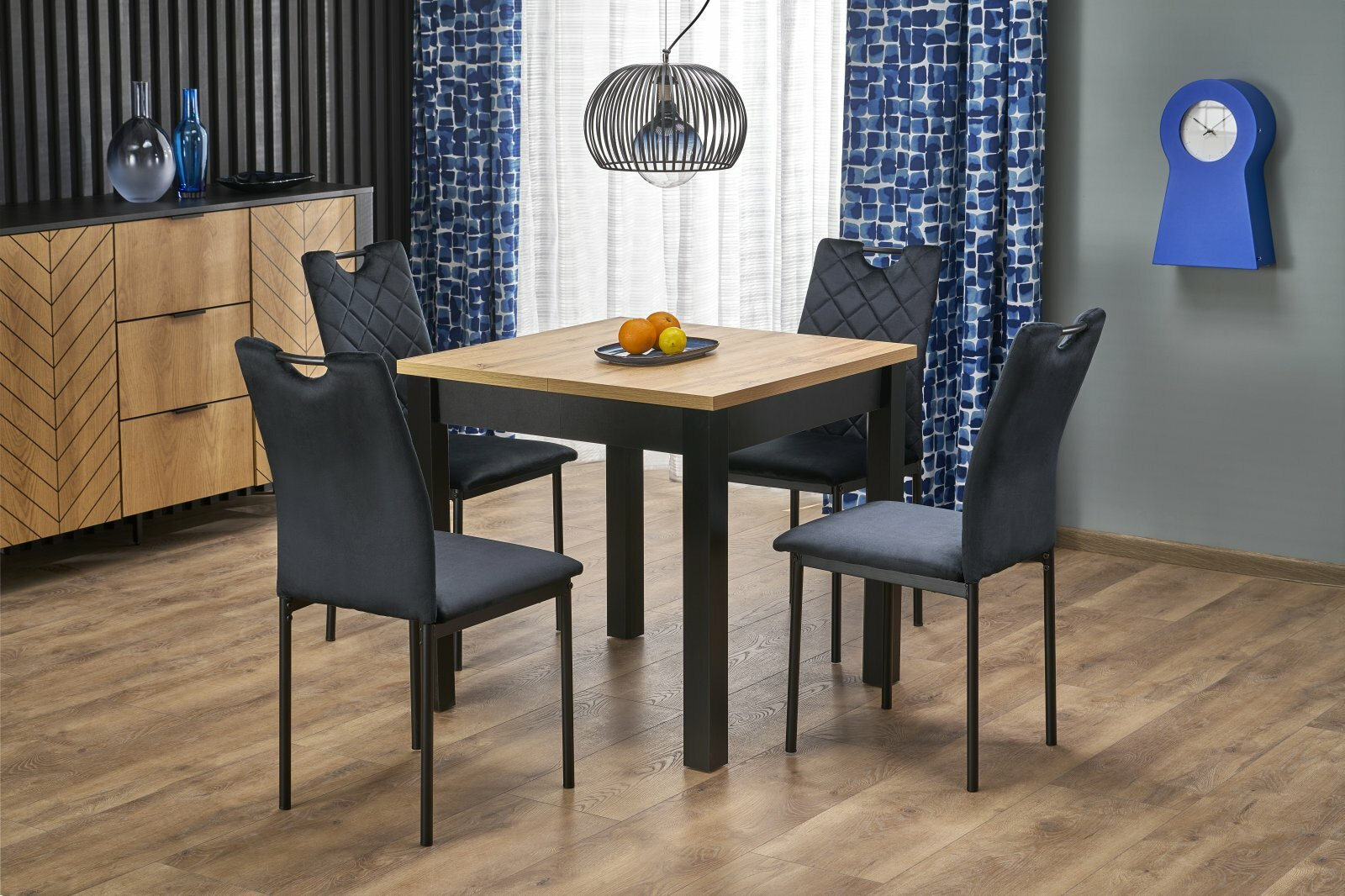 QUBIK stół rozkładany 80-200/80/76 cm dąb artisan/czarny
