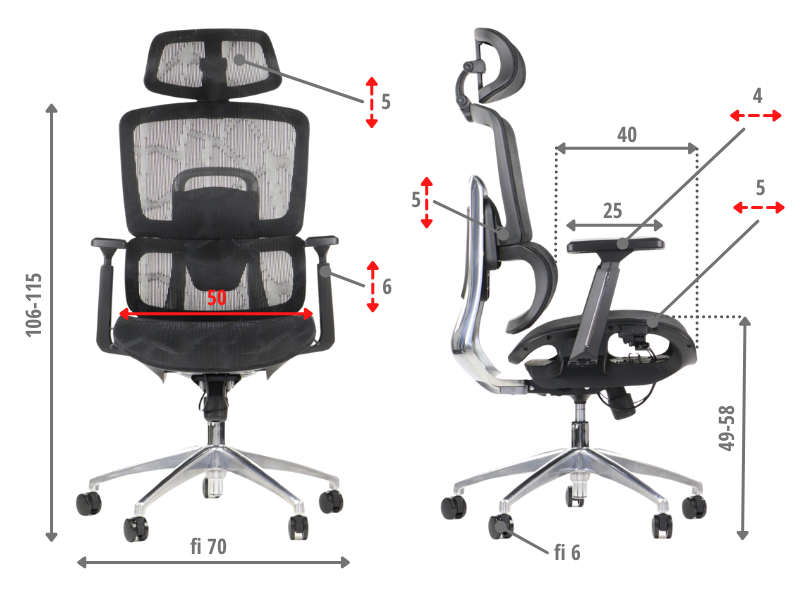 Fotel biurowy obrotowy ErgoNew A1 siedzisko siatkowe