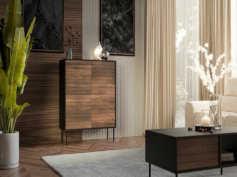 CORTINA komoda 100 ( 4D )  czarny/orzech ( 1 szt.=2 p. )