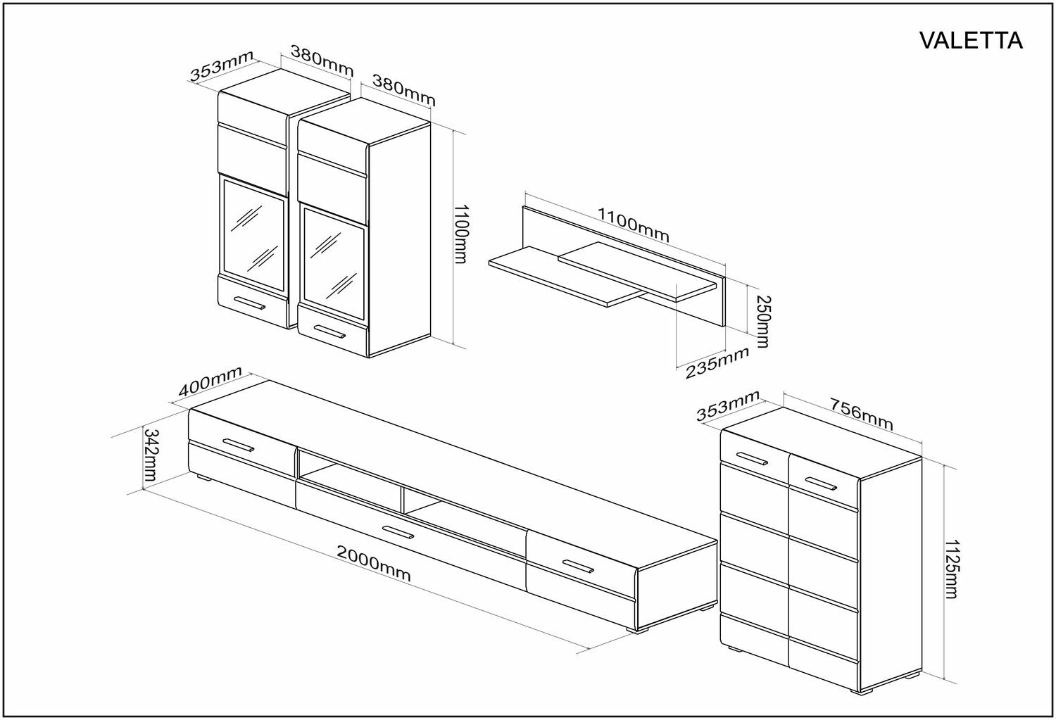 VALETTA zestaw mebli, kolor: kaszmir