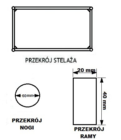 Stelaż metalowy do biurka lub stołu  ST/O68 noga okrągła fi 6 głębokość 68 cm, różne długości