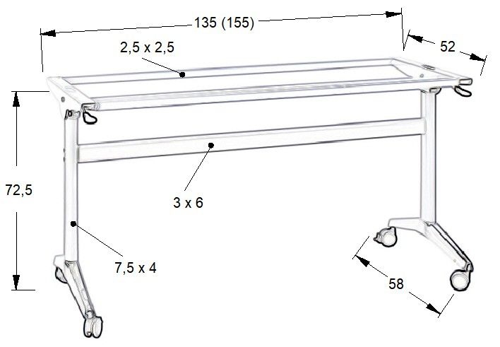 Stelaż składany do stołu A383 biały/chrom długość 135 cm