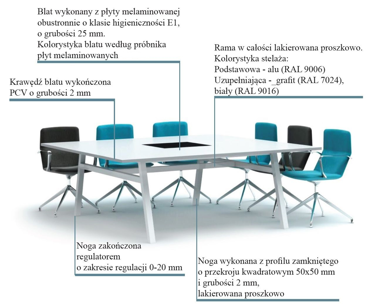 Stół konferencyjny  SKA1 180x90x76h