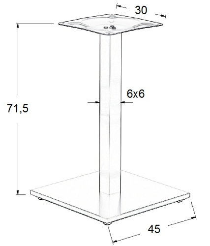 Podstawa do stolika SH-2002-1/S  wysokość 71,5 cm 45x45cm