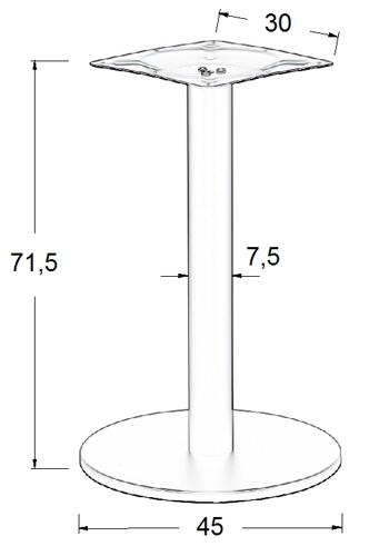 Podstawa do stolika SH-2010-2/B wysokość 71,5cm fi 45cm 