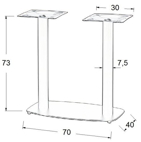 Podstawa do stolika SH-3052/B wysokość 73 cm 40x70cm  