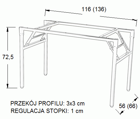 Stelaż składany do stołu i biurka 24/A-P - aluminium 116x56 cm