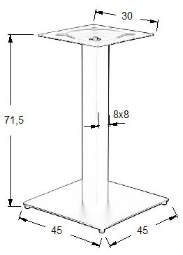Podstawa do stolika SH-2002-1/P/8 - wysokość 71,5 cm 45x45 cm