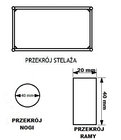 Stelaż metalowy do biurka lub stołu  ST/O/74 noga okrągła fi 4 głębokość 74 cm, różne długości