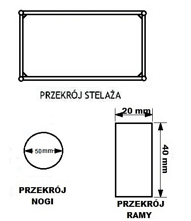 Stelaż metalowy do biurka lub stołu  ST/O/66 noga okrągła fi 5 głębokość 66 cm, różne długości