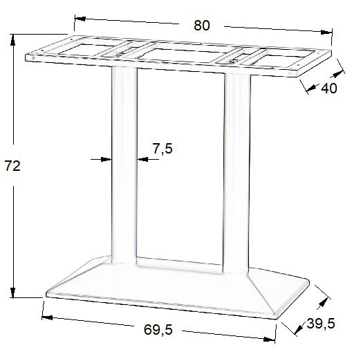 Podstawa do stolika SH-4001-2/B czarna - wysokość 72 cm 69,5x39,5 cm
