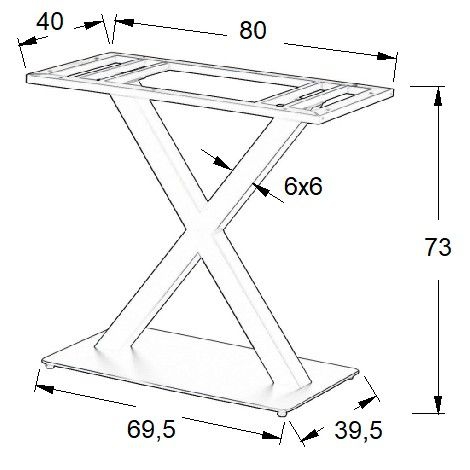 Podstawa podwójna do stolika SH-3007-2/B - wysokość 73 cm 69,5x39,5 cm