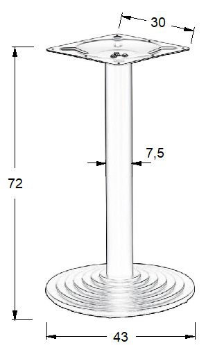 Podstawa do stolika SH-5005-1-B żeliwna, czarna - wysokość 72 cm fi 43 cm 