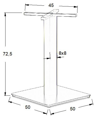 Podstawa do stolika SH-3002-6/P - wysokość 72,5 cm 50x50 cm 