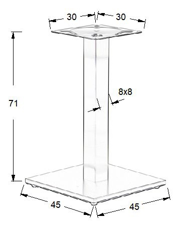 Podstawa do stolika SH-2002-1/S/8 wysokość 71 cm 45x45cm